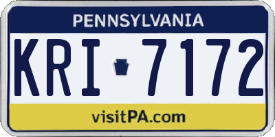 PA license plate KRI7172