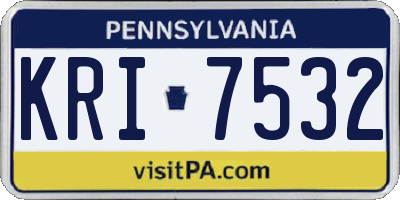 PA license plate KRI7532