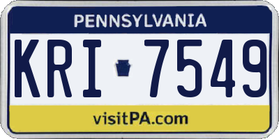 PA license plate KRI7549