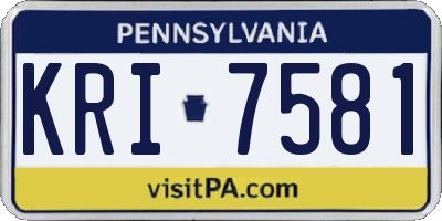 PA license plate KRI7581