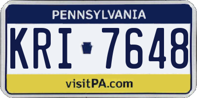 PA license plate KRI7648