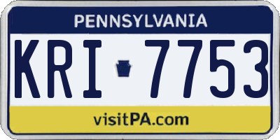 PA license plate KRI7753