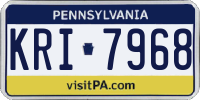 PA license plate KRI7968