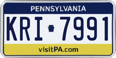 PA license plate KRI7991