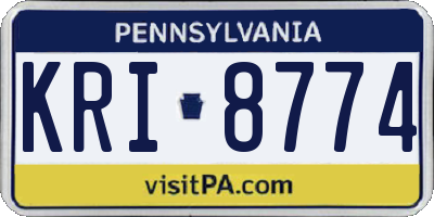 PA license plate KRI8774