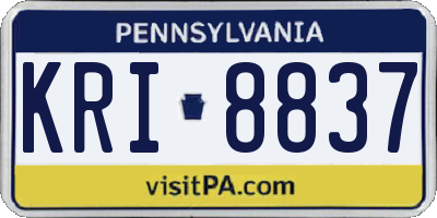 PA license plate KRI8837