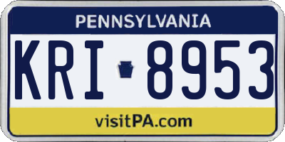 PA license plate KRI8953