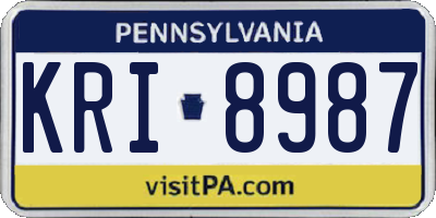PA license plate KRI8987