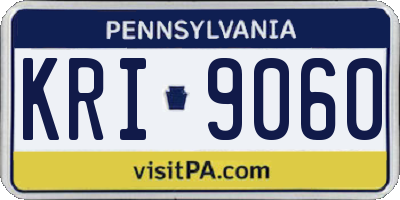 PA license plate KRI9060
