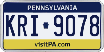 PA license plate KRI9078