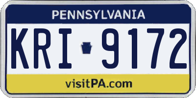 PA license plate KRI9172