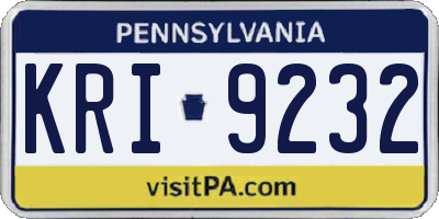PA license plate KRI9232