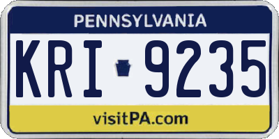 PA license plate KRI9235