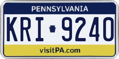 PA license plate KRI9240