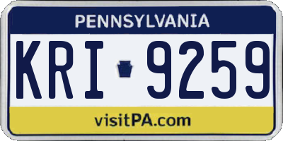 PA license plate KRI9259