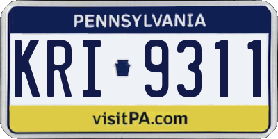 PA license plate KRI9311