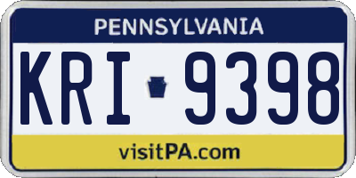 PA license plate KRI9398