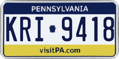 PA license plate KRI9418