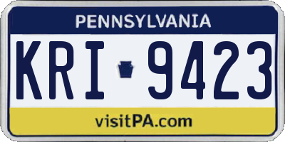 PA license plate KRI9423