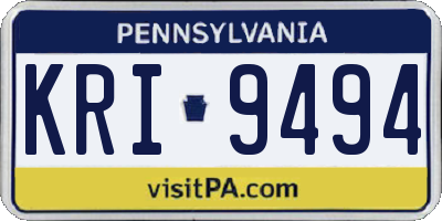 PA license plate KRI9494
