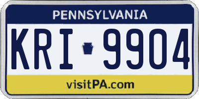 PA license plate KRI9904