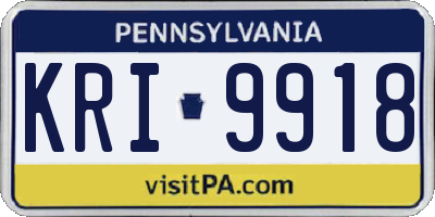 PA license plate KRI9918