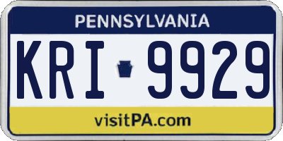PA license plate KRI9929