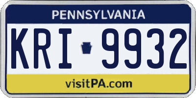 PA license plate KRI9932