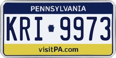 PA license plate KRI9973