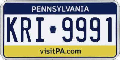 PA license plate KRI9991