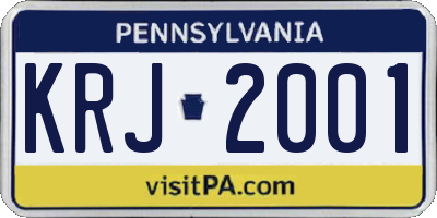 PA license plate KRJ2001