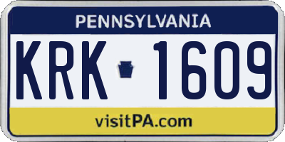 PA license plate KRK1609