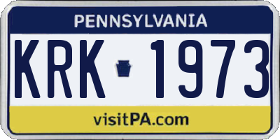 PA license plate KRK1973
