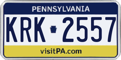 PA license plate KRK2557