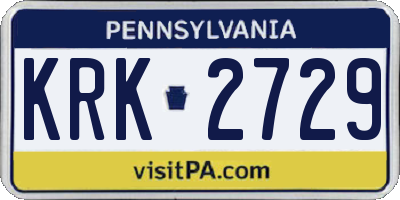 PA license plate KRK2729