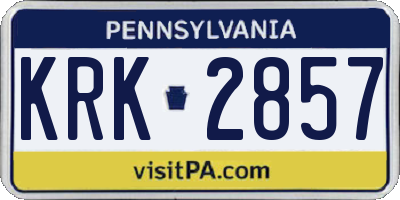 PA license plate KRK2857