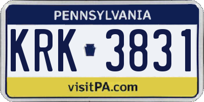 PA license plate KRK3831