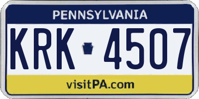 PA license plate KRK4507