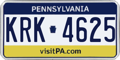 PA license plate KRK4625