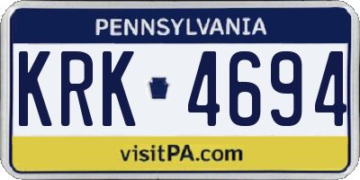 PA license plate KRK4694
