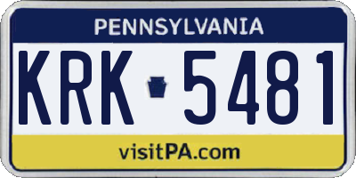 PA license plate KRK5481
