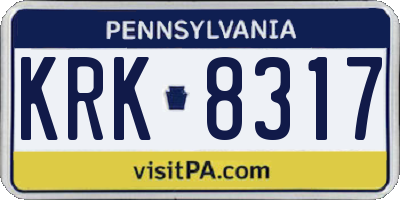 PA license plate KRK8317