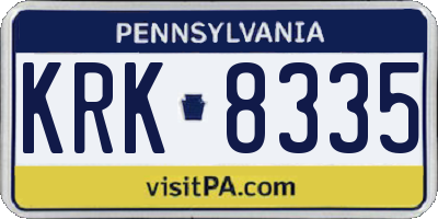 PA license plate KRK8335