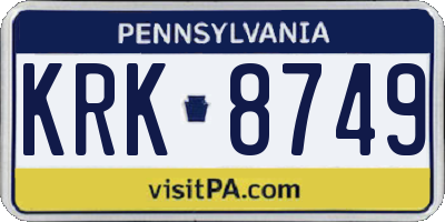 PA license plate KRK8749