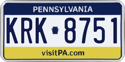 PA license plate KRK8751