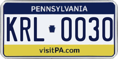 PA license plate KRL0030