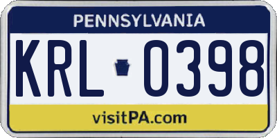 PA license plate KRL0398