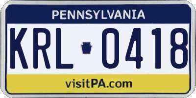 PA license plate KRL0418