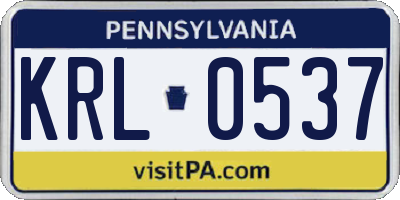 PA license plate KRL0537