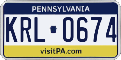 PA license plate KRL0674